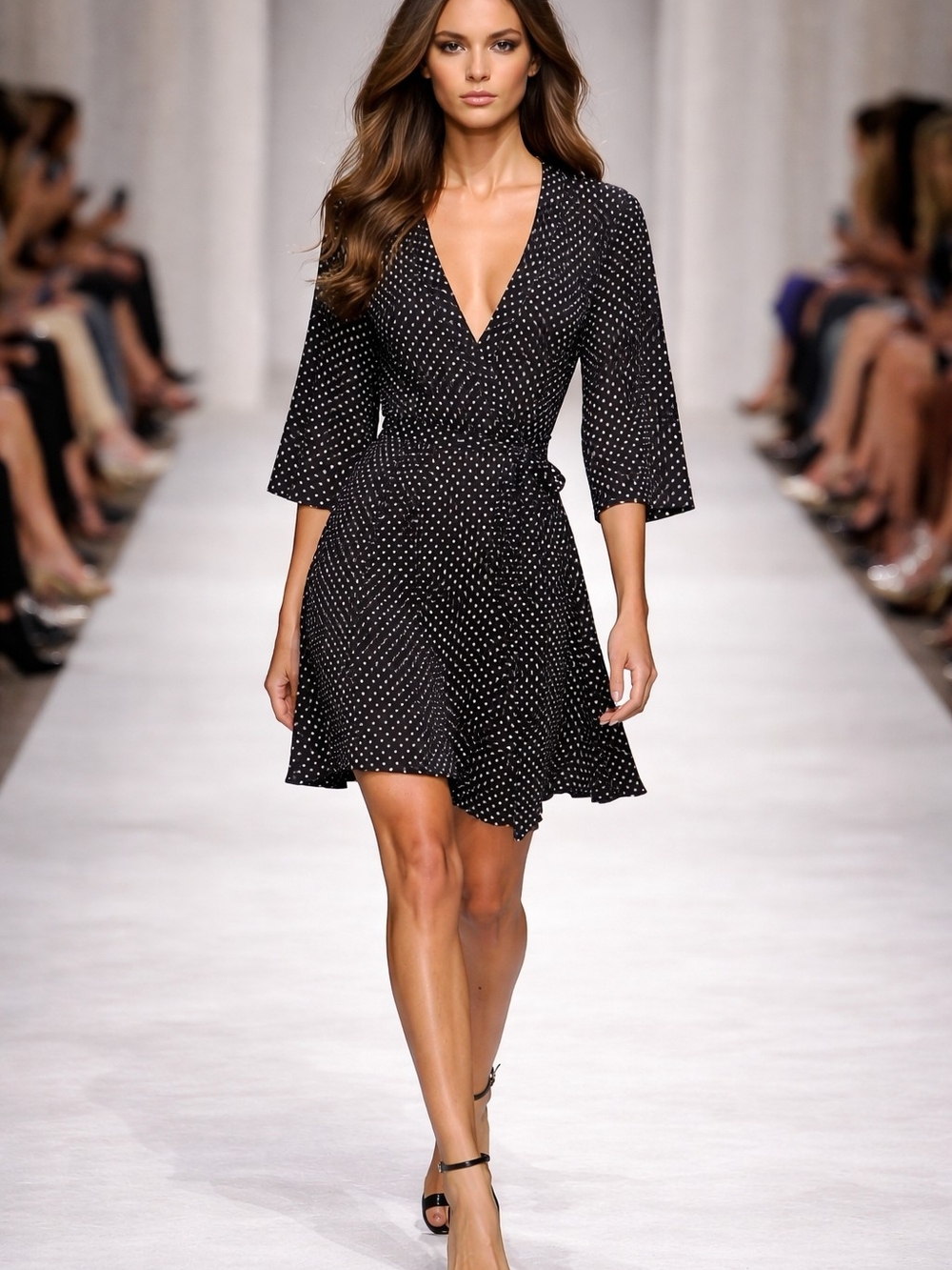 Rene Rofe Black Polka Dot Wrap Robe